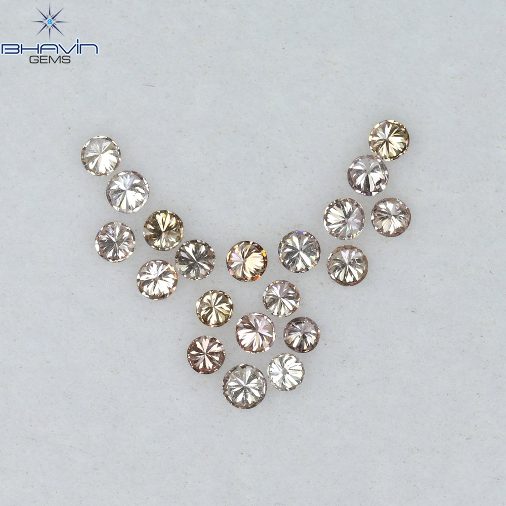 0.29 CT/20 Pcs Round Shape Natural Loose Diamond Brown Pink Argyle Color VS-SI Clarity (1.60 MM)