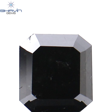1.22 CT Asscher Shape Natural Diamond Black Color Clarity Opaque (5.96 MM)