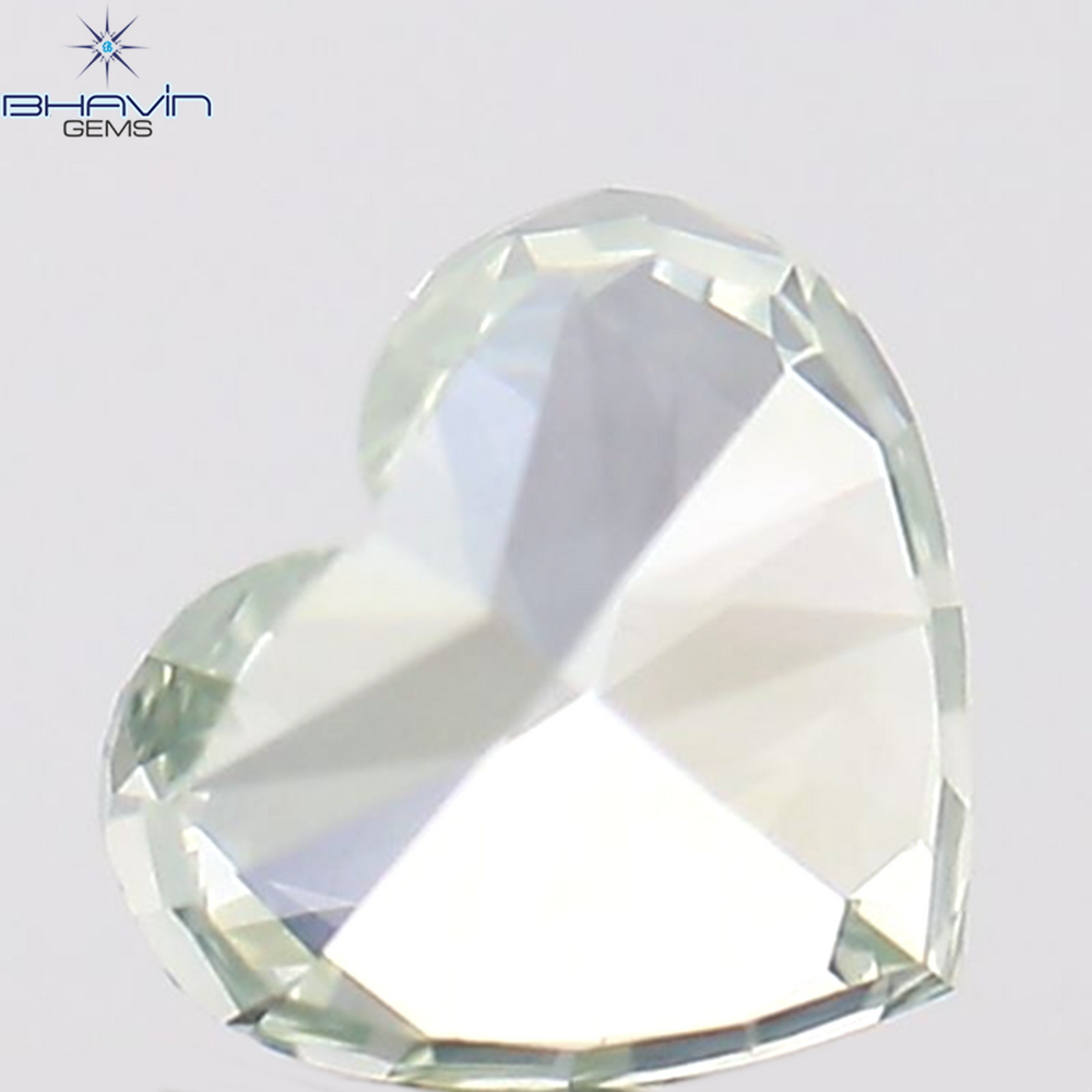 0.22 CT Heart Shape Natural Diamond Bluish Green Color VS2 Clarity (3.60 MM)