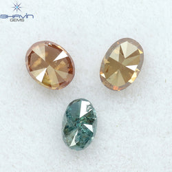 0.65 CT/3 Pcs Oval Shape Enhanced Pink Blue Color Natural Loose Diamond SI2 Clarity (4.25 MM)