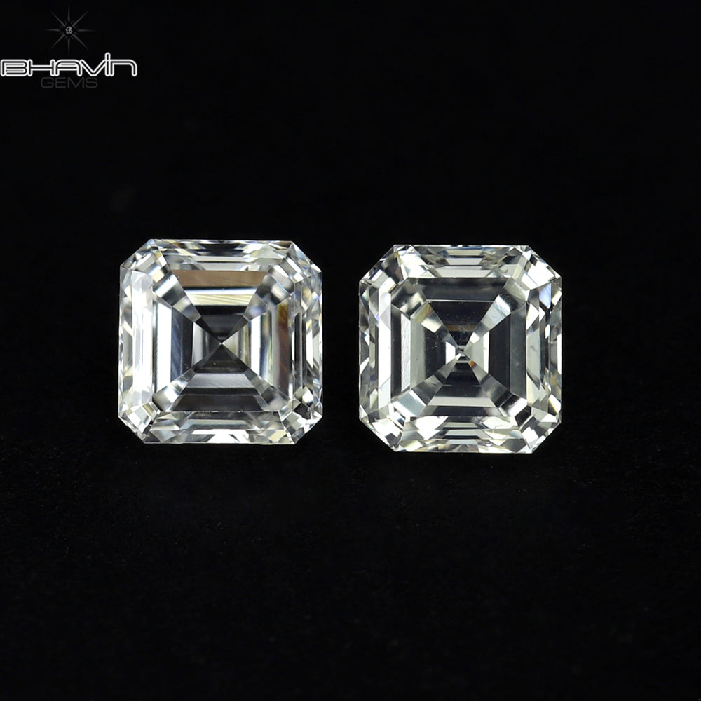0.30 CT/2 Pcs Asscher Shape White (G+) Color Natural Loose Diamond VVS-VS Clarity (3.00 MM)
