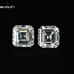 0.30 CT/2 Pcs Asscher Shape White (G+) Color Natural Loose Diamond VVS-VS Clarity (3.00 MM)