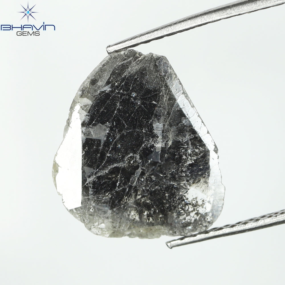 2.26 CT Slice Shape Natural Diamond Salt And Pepper Color I3 Clarity (13.45 MM)