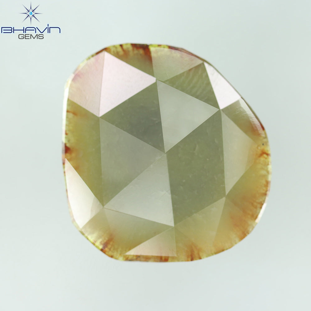 12.29 CT ノーカット スライス ローズカット シェイプ ナチュラル ルース ダイヤモンド ブラウン グレイッシュ イエロー クラリティ I3 婚約 & 結婚指輪 /Sku:EP35-4