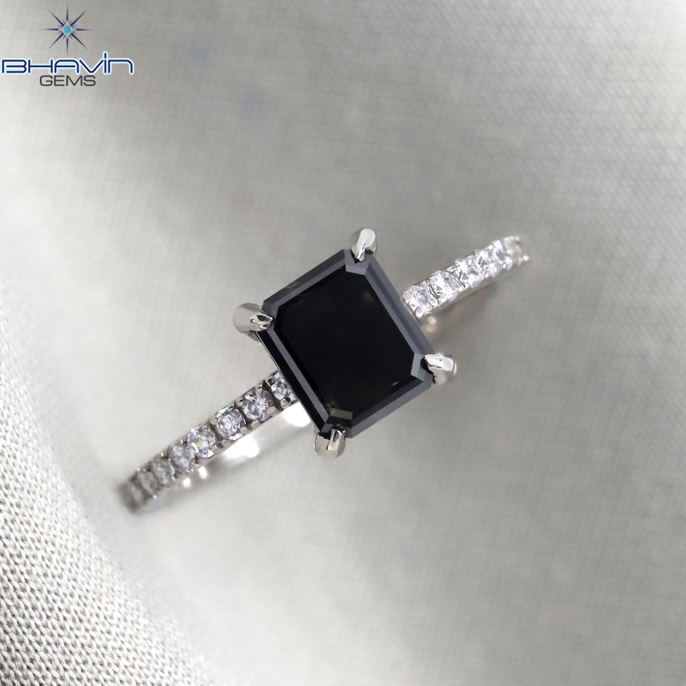 Emerald Diamond Natural Diamond Ring Black Color Gold Ring Engagement Ring