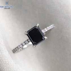 Emerald Diamond Natural Diamond Ring Black Color Gold Ring Engagement Ring