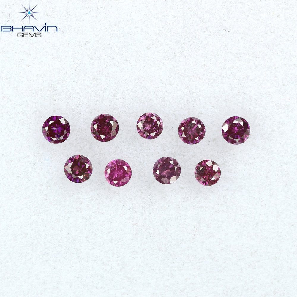 0.24 CT/9 PCS Round Diamond Pink Color Natural Diamond I1 Clarity (1.90 MM)