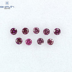 0.24 CT/9 PCS Round Diamond Pink Color Natural Diamond I1 Clarity (1.90 MM)