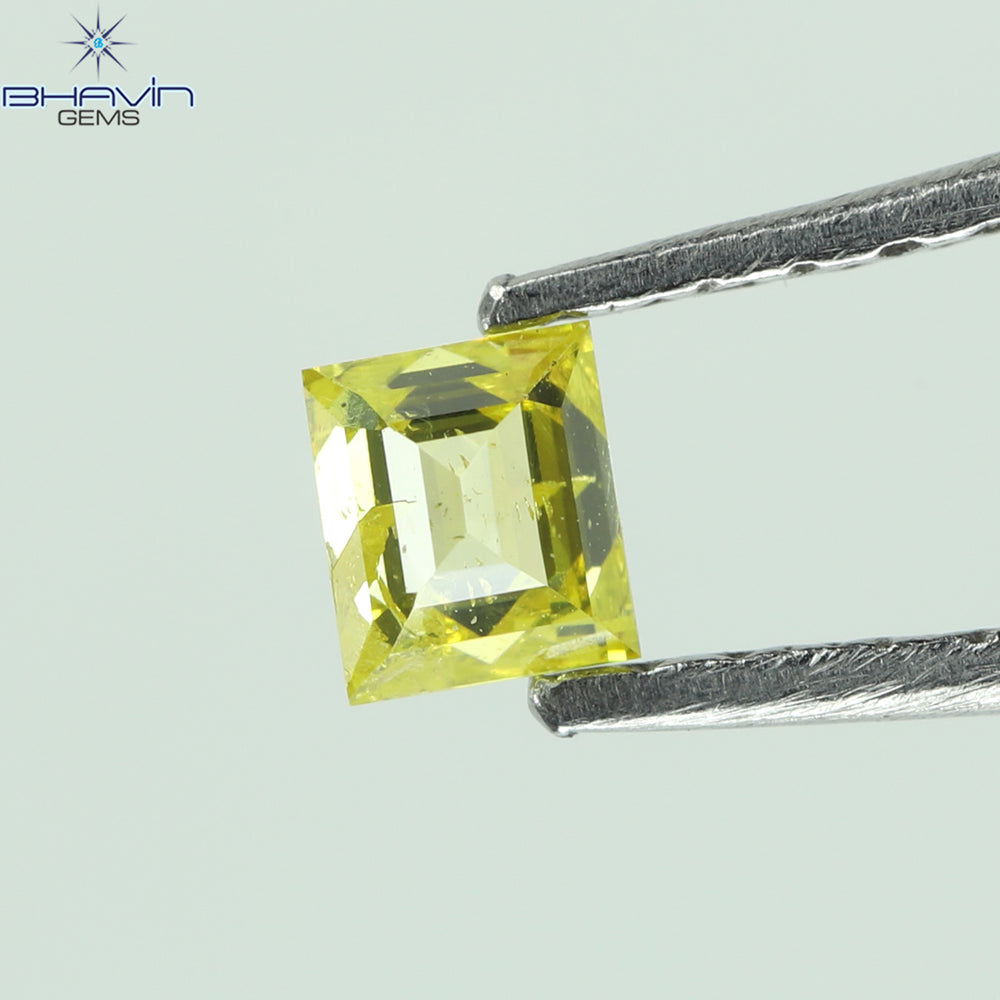 0.15 CT Square Cut Natural Diamond Enhanced Yellow Color SI2 Clarity (2.86 MM)