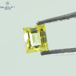 0.15 CT Square Cut Natural Diamond Enhanced Yellow Color SI2 Clarity (2.86 MM)