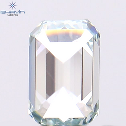 0.39 CT Emerald Shape Natural Diamond Greenish Blue Color VS1 Clarity (4.86 MM)