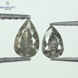 0.42 CT/2 Pcs Pear Shape Natural Loose Diamond Salt And Pepper Color I3 Clarity (5.26 MM)