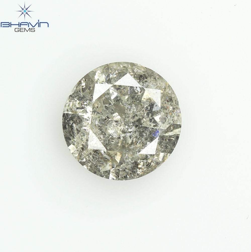 0.45 CT Round Shape Natural Loose Diamond Salt And Pepper Color I3 Clarity (4.92 MM)