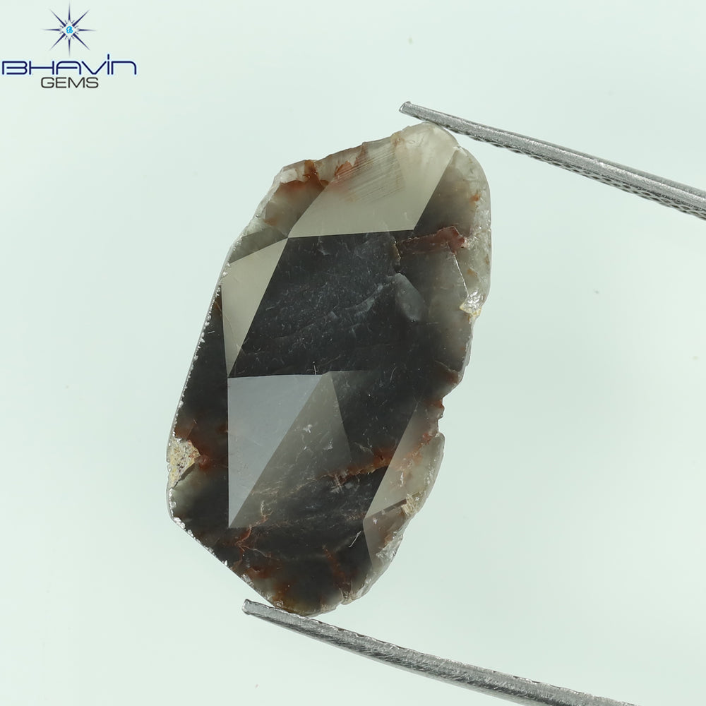 4.21 CT Slice Shape Natural Diamond Brown Gray Color I3 Clarity (21.70 MM)