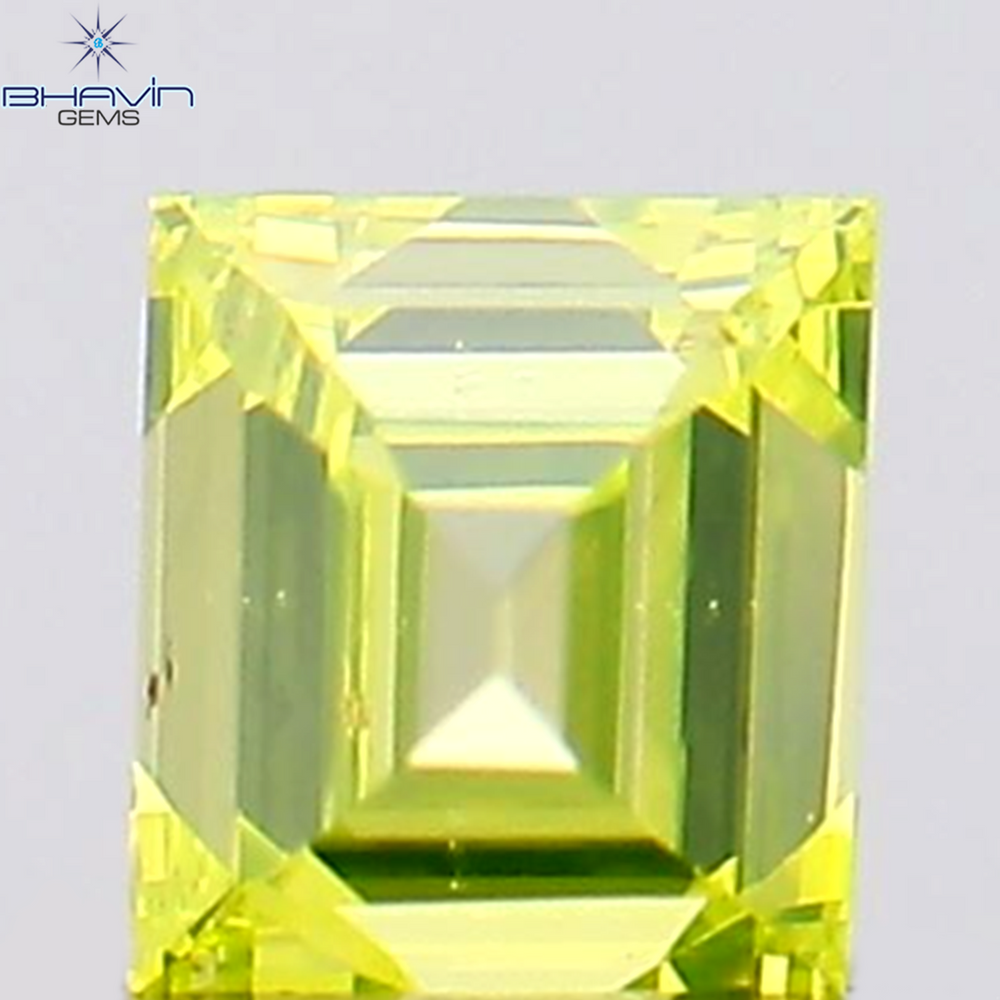 0.09 CT Square Cut Natural Diamond Enhanced Greenish Yellow Color VS2 Clarity (2.45 MM)