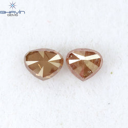 0.51 CT/2 Pcs Heart Shape Natural Loose Diamond Pink Color I2 Clarity (4.22 MM)