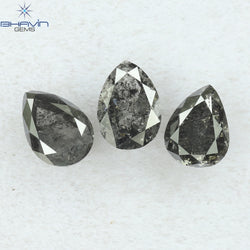 0.95 CT/3 PCS Pear Shape Natural Diamond Salt And pepper Color I3 Clarity (5.02 MM)