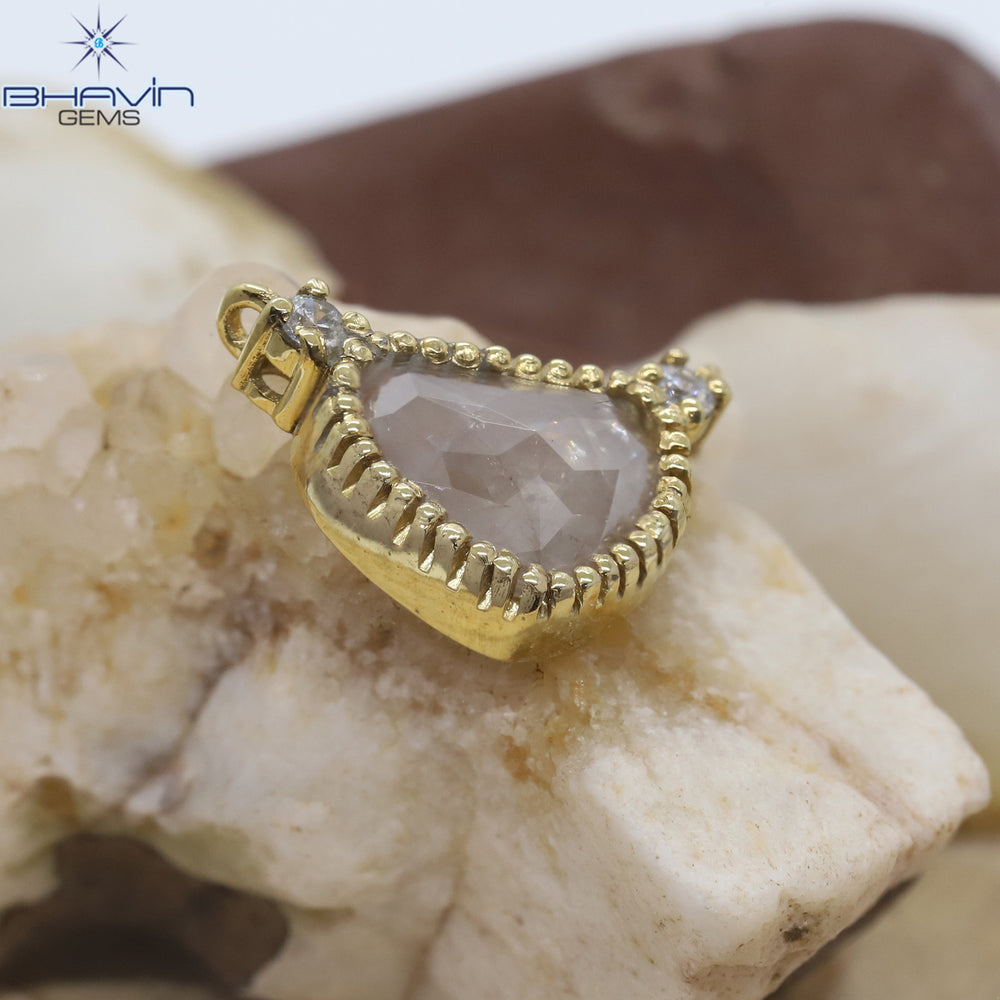 Diamond Pendant, Heart Diamond, White Diamond, Yellow Gold Pendant, Bridal Necklace, Pendant