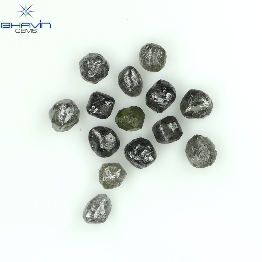 5.16 CT/14 PCS Rough Shape Salt And Pepper Color Natural Diamond I3 Clarity (4.09 MM)