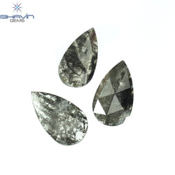 0.99 CT/3 Pcs Pear Slice Shape Natural Diamond Salt And Pepper Color I3 Clarity (8.12 MM)