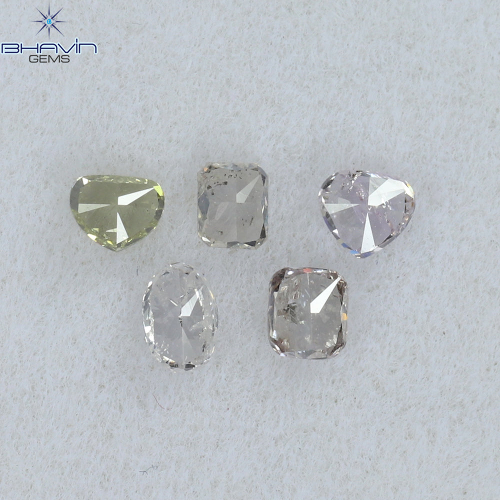 0.43 CT/5 Pcs Mix Shape Natural Diamond Pink Color SI Clarity (3.10 MM)