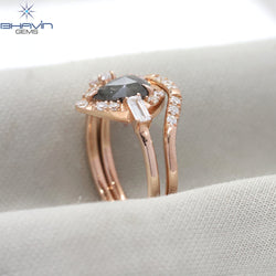 Pear Diamond Natural Diamond Ring Salt And Pepper Color Gold Ring Engagement Ring