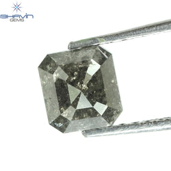 1.00 CT アッシャー シェイプ ナチュラル ダイヤモンド ソルト アンド ペッパー カラー I3 クラリティ (5.72 MM)