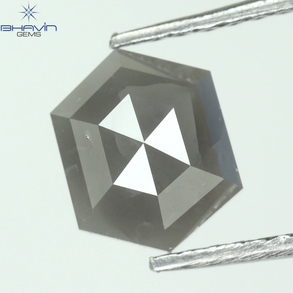 1.22 CT Hexagon Shape Natural Loose Diamond Gray Color I3 Clarity (7.32 MM)