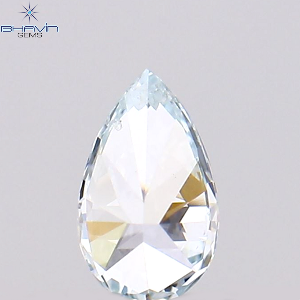 0.10 CT ペアシェイプ ナチュラル ダイヤモンド グリーンがかったブルー カラー VS1 クラリティ (3.98 MM)