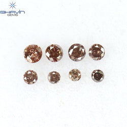 0.11 CT/8 Pcs Round Shape Natural Loose Diamond Brown Pink Color I1 Clarity (1.70 MM)
