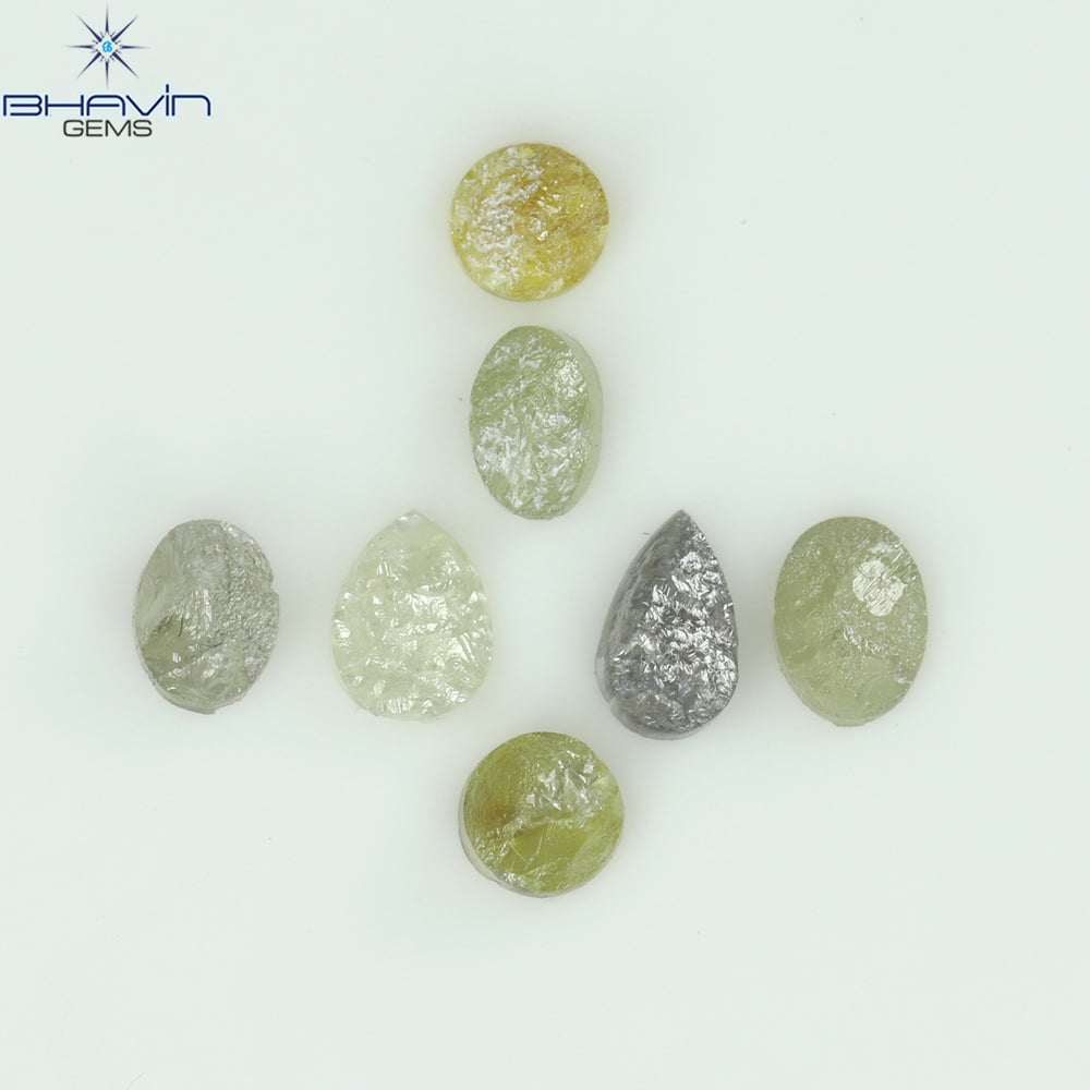 1.05 CT /7 Pcs Uncut Shape Mix Natural Loose Diamond I3 Clarity (3.63 MM)