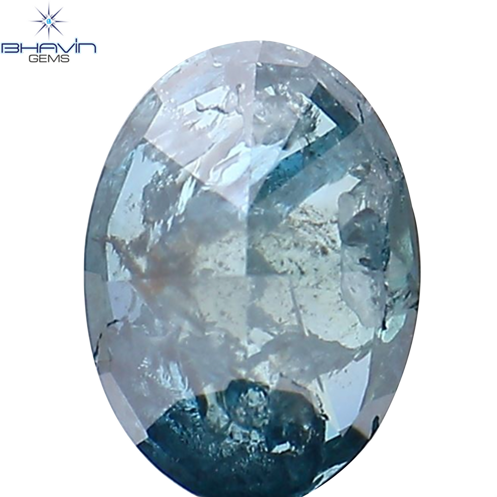 0.45 CT Oval Shape Natural Diamond Enhanced Blue Color I3 Clarity (5.63 MM)