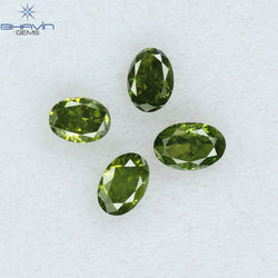 0.59 CT/4 Pcs Oval Shape Natural Diamond Green Color SI Clarity (4.22 MM)