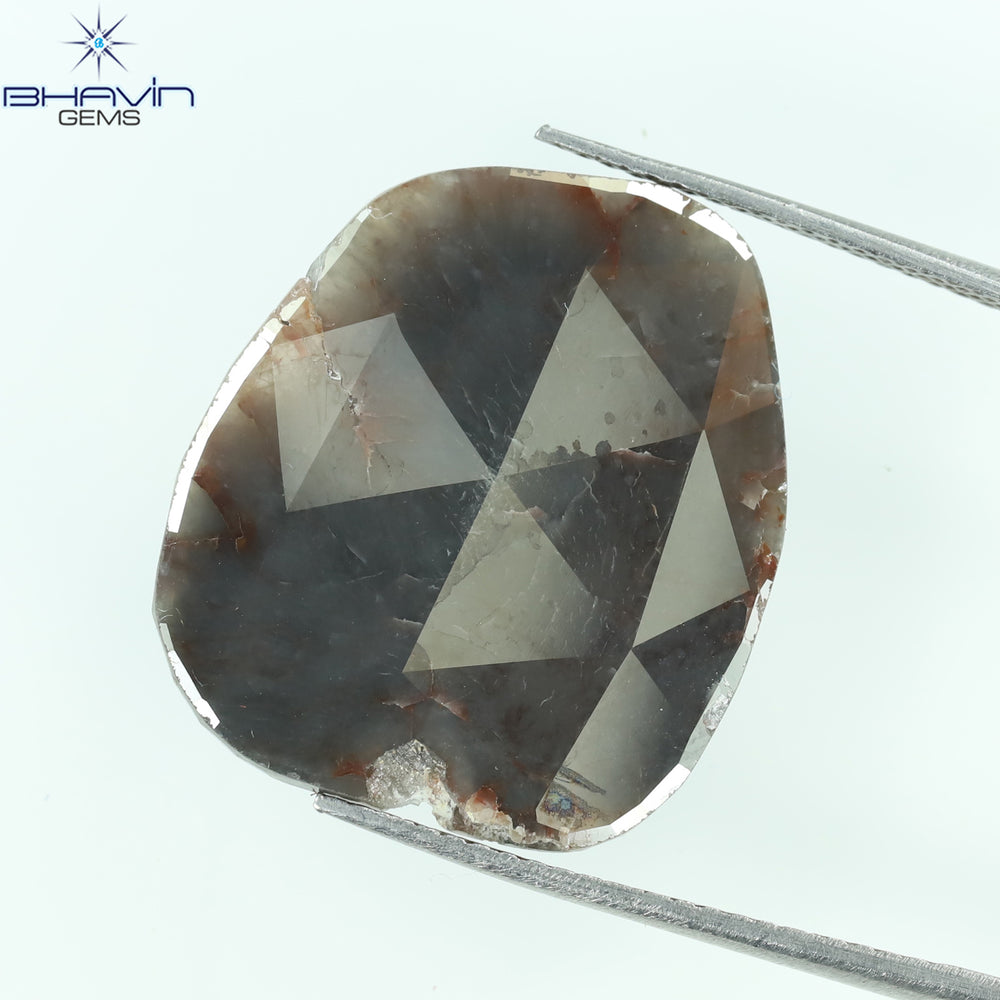 9.29 CT Slice Shape Natural Diamond Brown Gray Color I3 Clarity (21.00 MM)