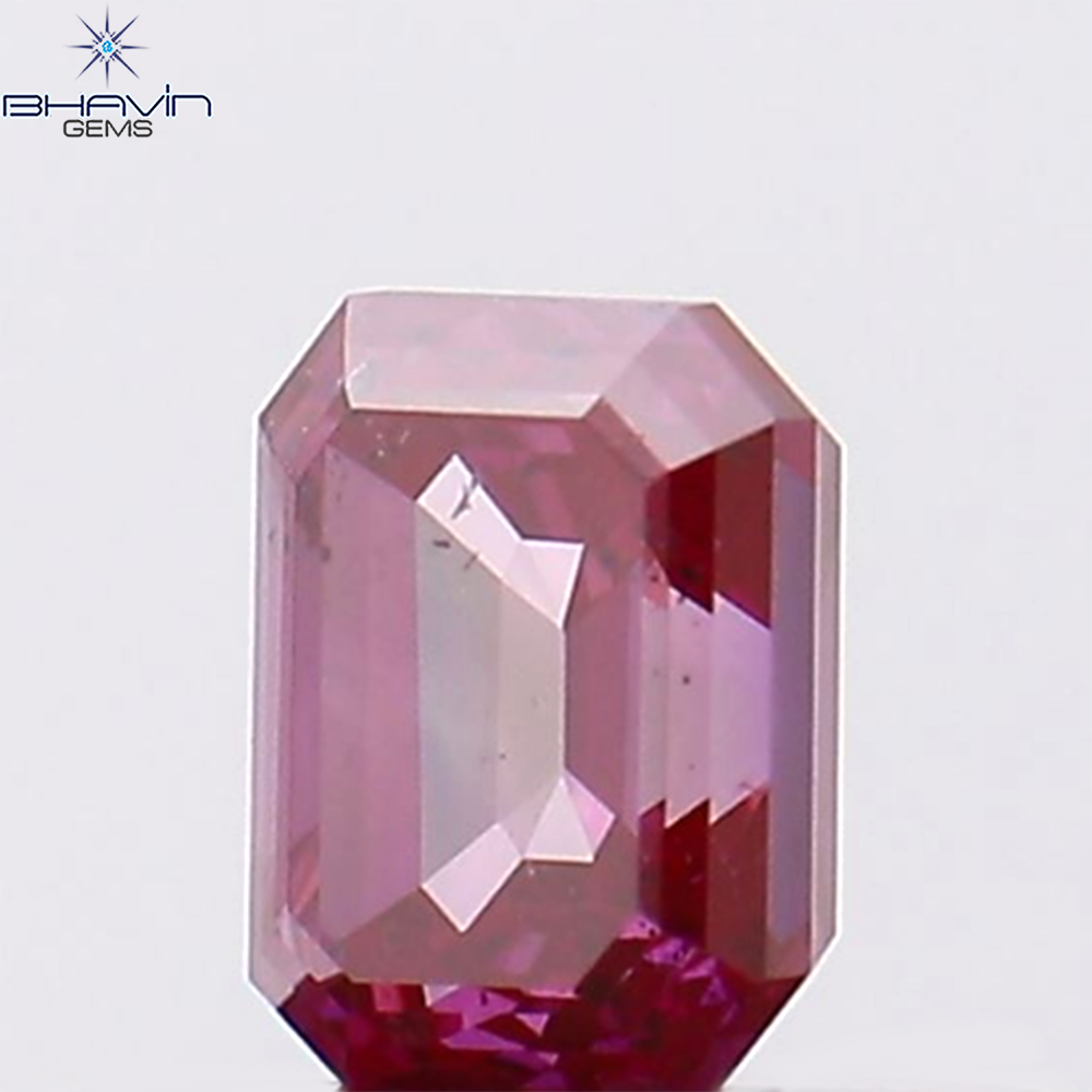 0.41 CT Emerald Shape Natural Diamond Pink Color SI1 Clarity (4.36 MM)