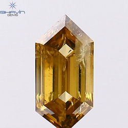 1.58 CT Hexagon Shape Natural Diamond Champagne Color I1 Clarity (10.80 MM)