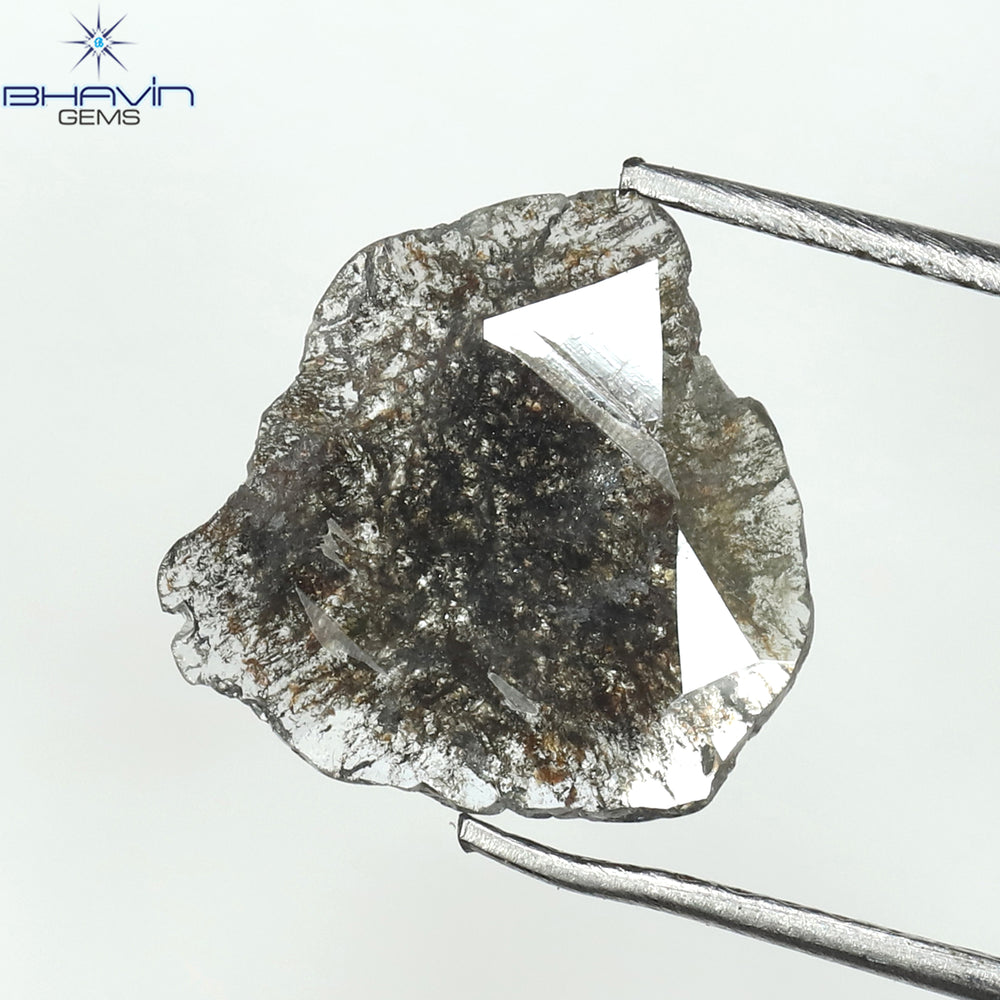 0.69 CT Slice Shape Natural Diamond Salt And Papper Color I3 Clarity (10.73 MM)
