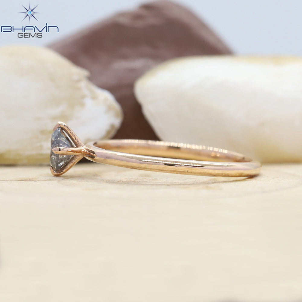 Round Diamond Salt And Pepper Diamond Natural Diamond Ring Engagement Ring