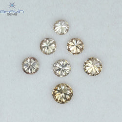 0.56 CT/7 Pcs Round Shape Natural Loose Diamond Brown Pink (Argyle) Color VS2 Clarity (3.20 MM)