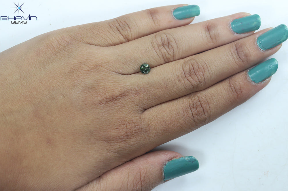 0.57 CT Round Diamond Natural Diamond Green Color I3 Clarity (5.20 MM)