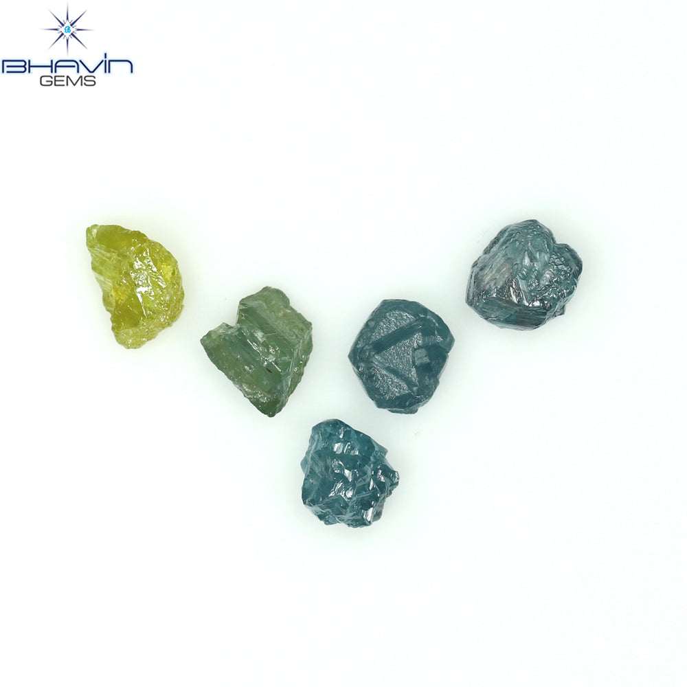 0.97 CT/5 PCS Rough Shape Enhanced Mix Color Natural Diamond I3 Clarity (4.17 MM)