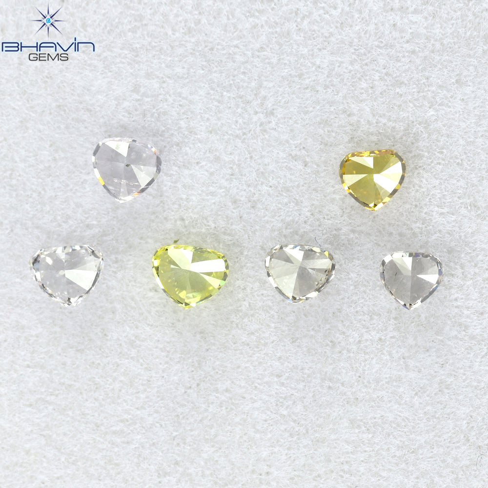 0.51 CT/6 Pcs Heart Shape Natural Diamond Mix Color VS2 Clarity (2.59 MM)