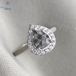 Pear Diamond Natural Diamond Ring Salt And Pepper Color Gold Ring Engagement Ring
