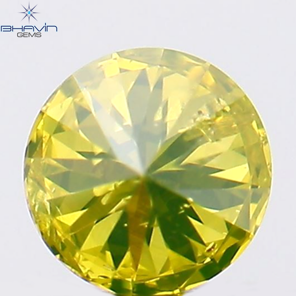 0.13 CT Round Shape Natural Diamond Green Yellow Color SI2 Clarity (3.24 MM)