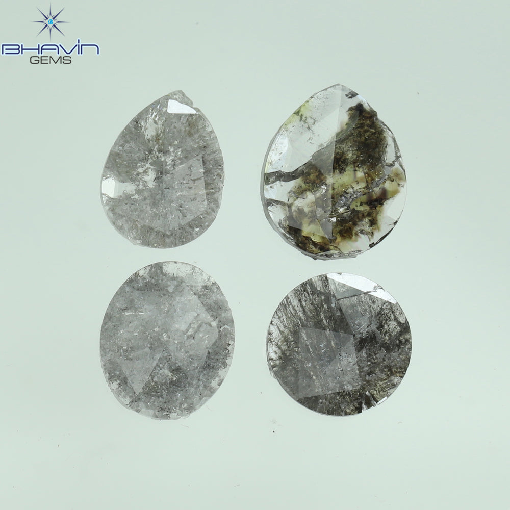 0.98 CT/4 Pcs Mix Slice Shape Natural Diamond  Salt And Pepper Color I3 Clarity (6.44 MM)