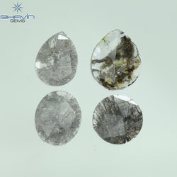 0.98 CT/4 Pcs Mix Slice Shape Natural Diamond  Salt And Pepper Color I3 Clarity (6.44 MM)