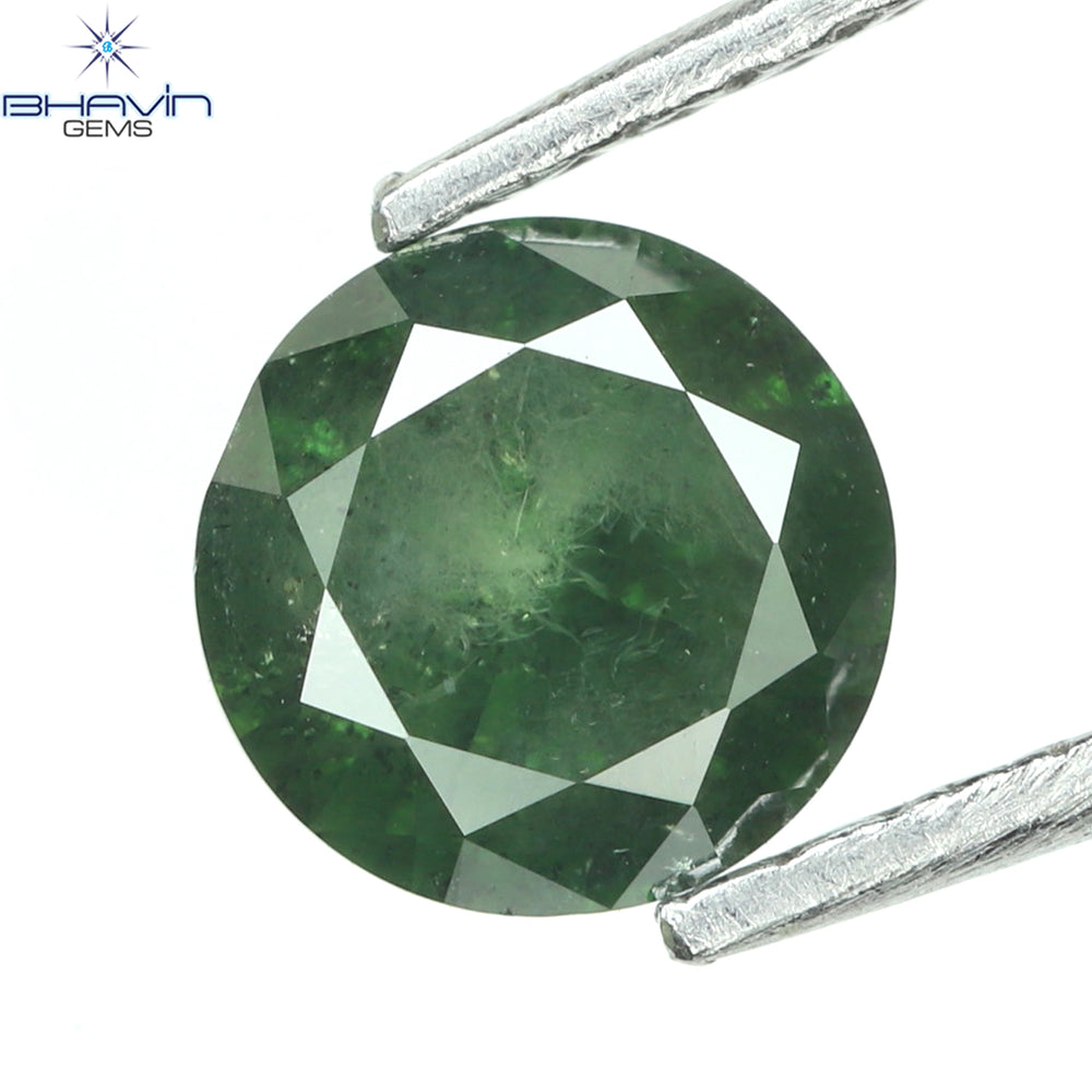 0.59 CT Round Diamond Natural Loose Diamond Green Color I3 Clarity (5.35 MM)