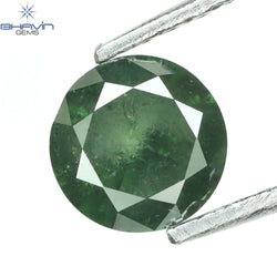 0.59 CT Round Diamond Natural Loose Diamond Green Color I3 Clarity (5.35 MM)