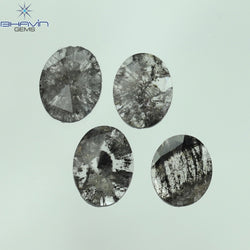 1.41 CT/4 Pcs Oval Slice Shape Natural Diamond Salt And Pepper Color I3 Clarity (7.15 MM)