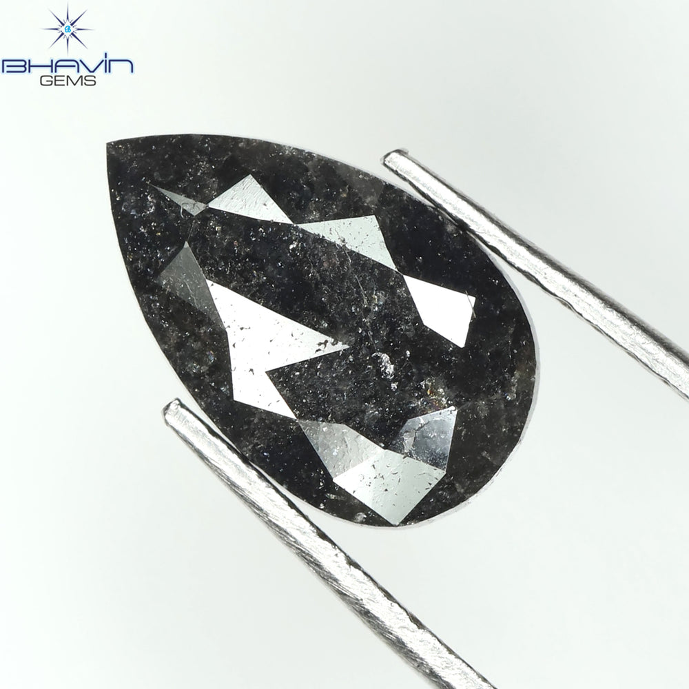 1.20 CT Pear Shape Natural Diamond Black Color I3 Clarity (10.68 MM)